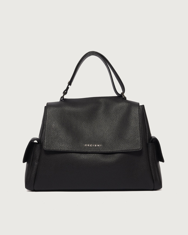 Orciani Borsa Sveva Sense Cargo Midi a spalla in pelle con tracolla Pelle martellata NERO