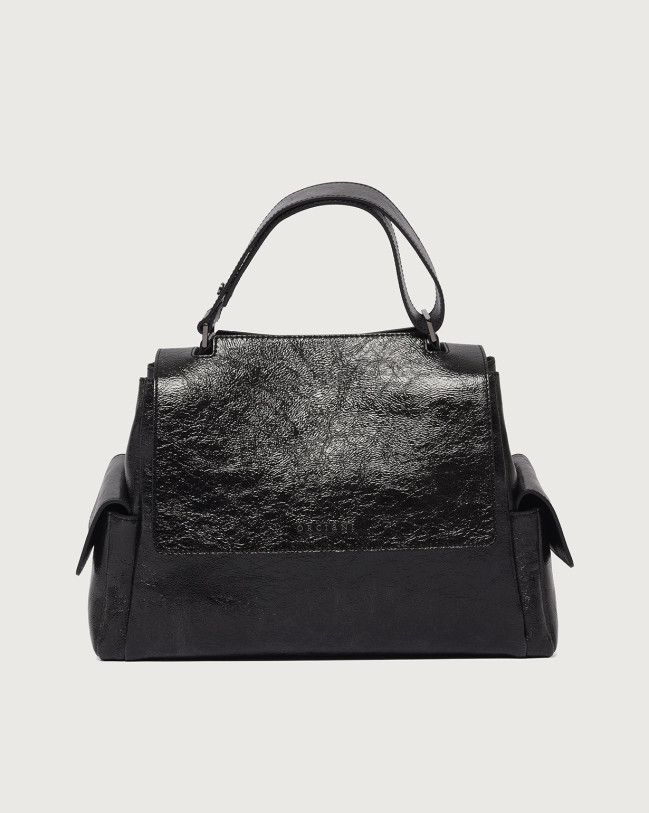 Orciani Borsa Sveva Stark Cargo Midi a spalla in pelle con tracolla Pelle lucida NERO