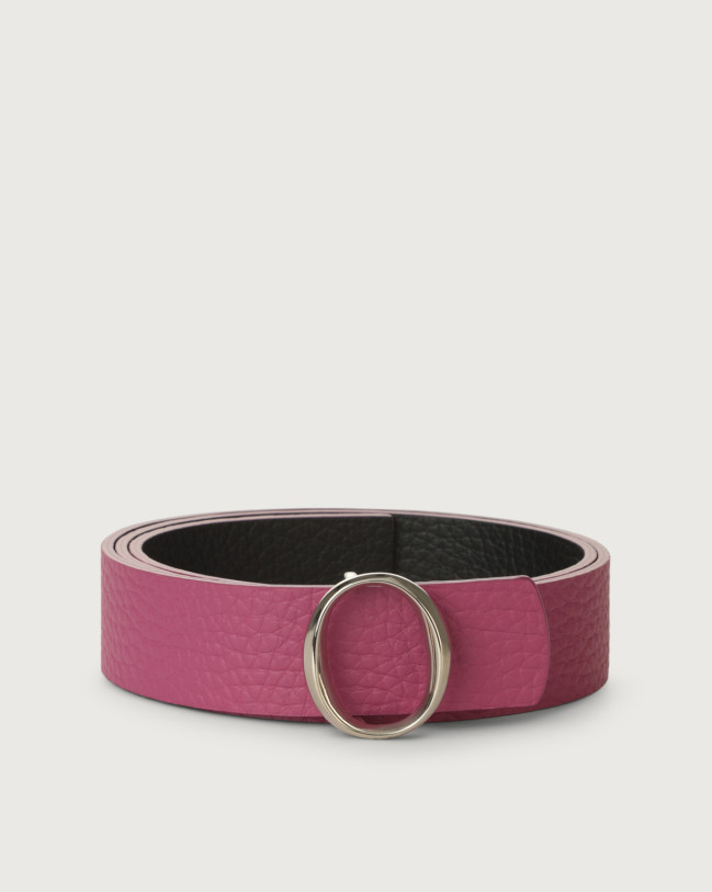 Orciani Cintura Soft Double in pelle Pelle martellata LAMPONE+NERO