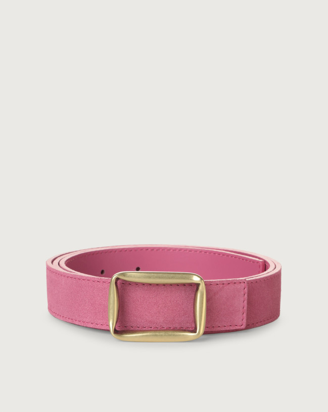Orciani Cintura Naif Double in suede e pelle fibbia ottone ORCHIDEA