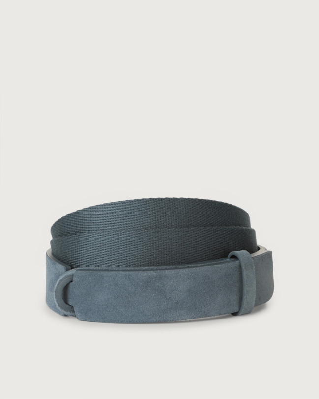 Orciani Cintura Nobuckle Suede in camoscio e tessuto Camoscio, Tessuto JEANS