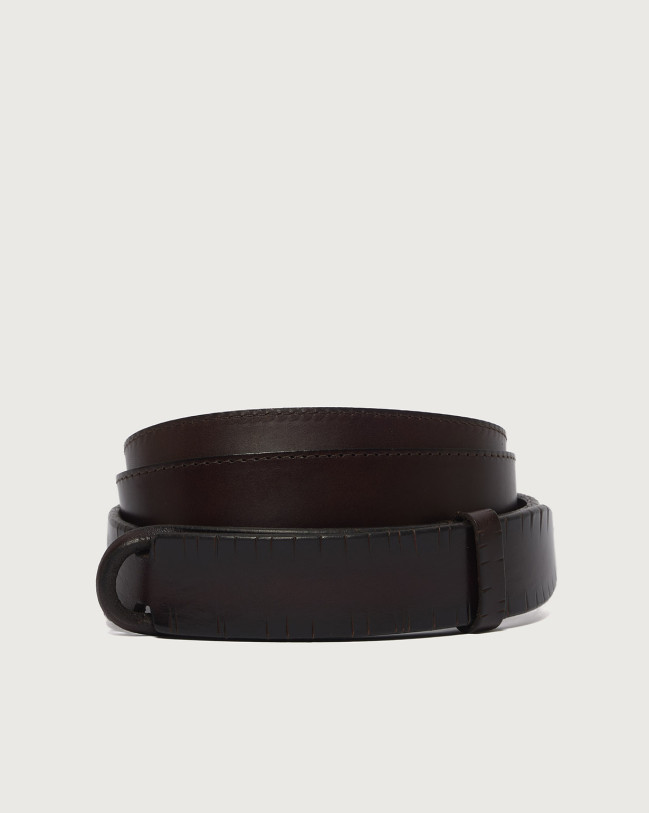 Orciani Cintura Nobuckle Bull Soft in cuoio inciso Cuoio T.MORO