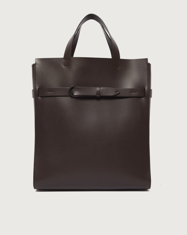 Orciani Borsa shopper NoBuckle Alba in pelle T.MORO