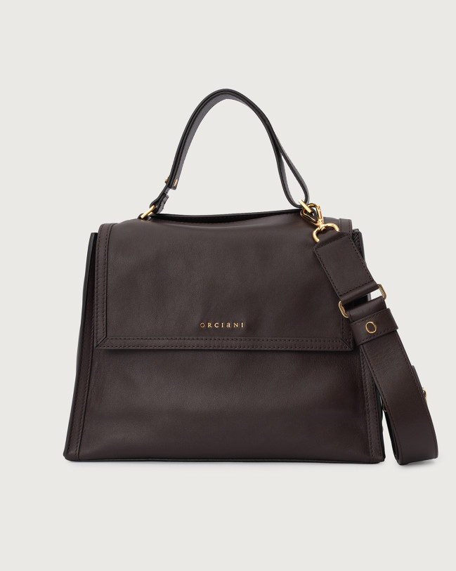 Orciani Borsa a spalla Sveva Nappa Media in pelle con tracolla Nappa CIOCCOLATO