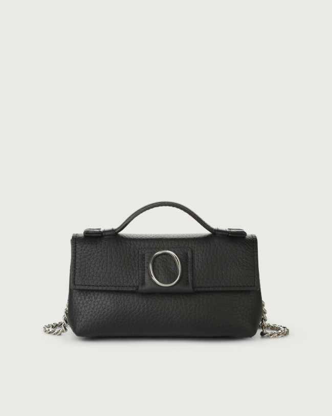 Orciani Mini bag Basset Soft in pelle con tracolla Pelle martellata NERO