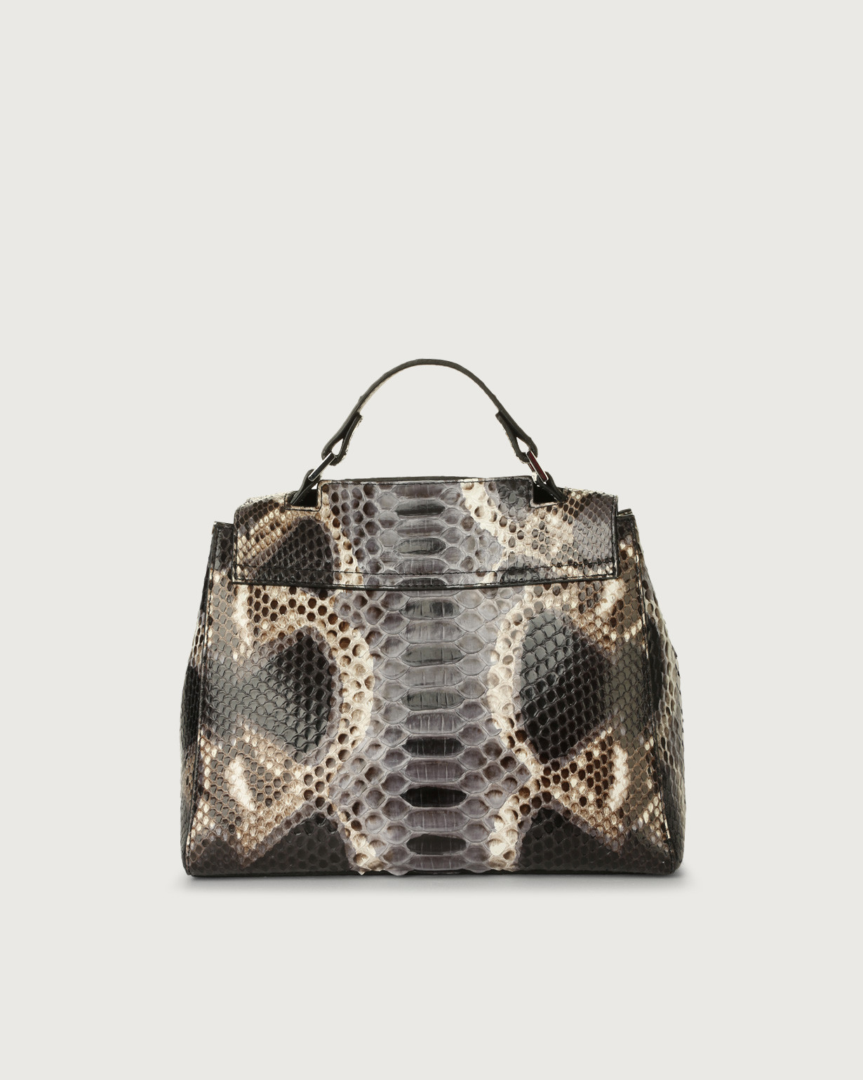 Orciani Borsa a mano piccola Sveva Naponos in pitone con tracolla colore GRIGIO