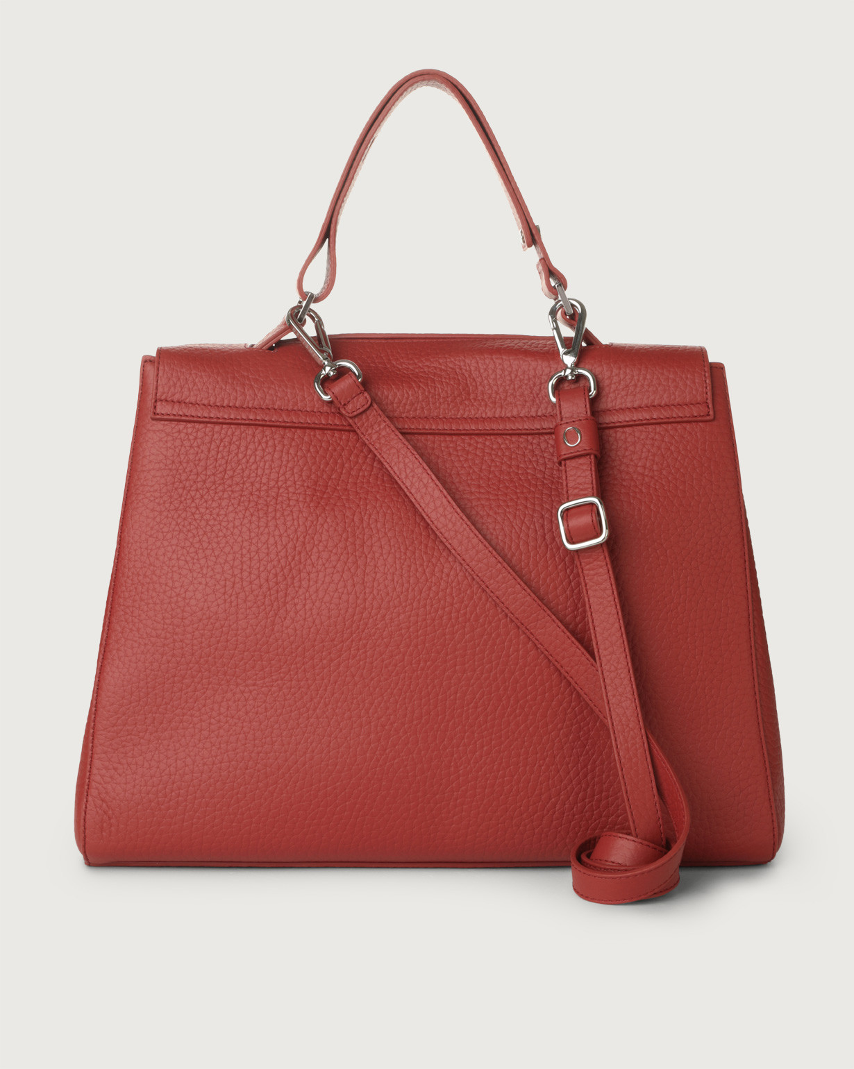 Orciani Borsa a spalla grande Sveva Soft in pelle con tracolla colore TERRAROSSA