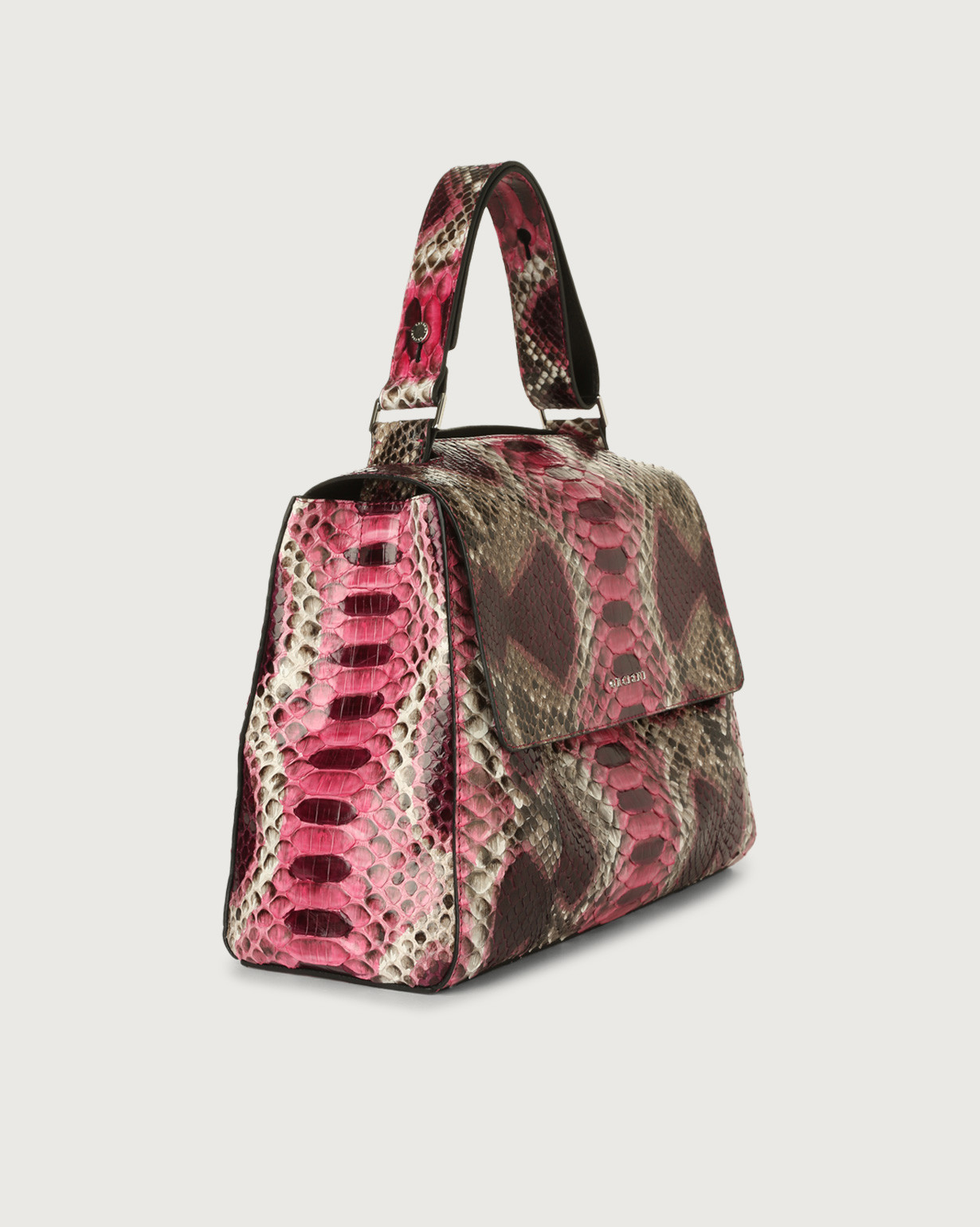 ORCIANI | Borsa a spalla media Sveva Naponos in pitone con tracolla ROSA |  Shop online