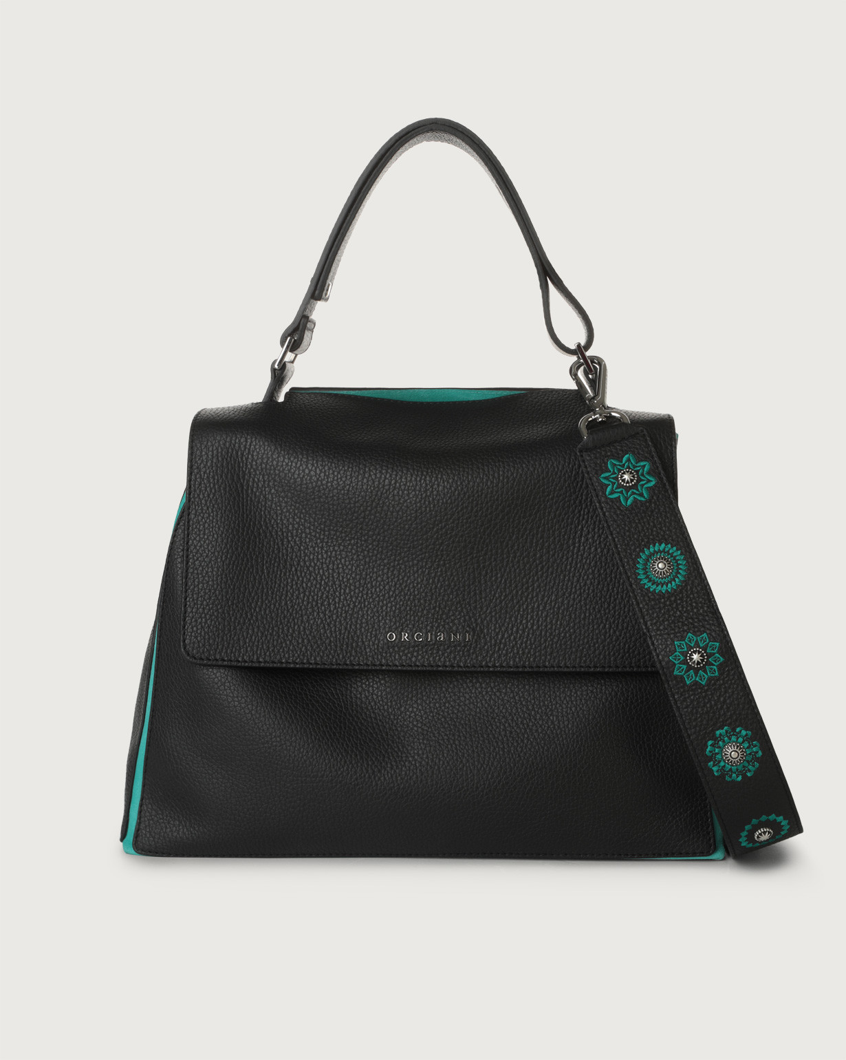 Orciani Borsa a spalla media Sveva Warm Color in pelle, colore TIFFANY