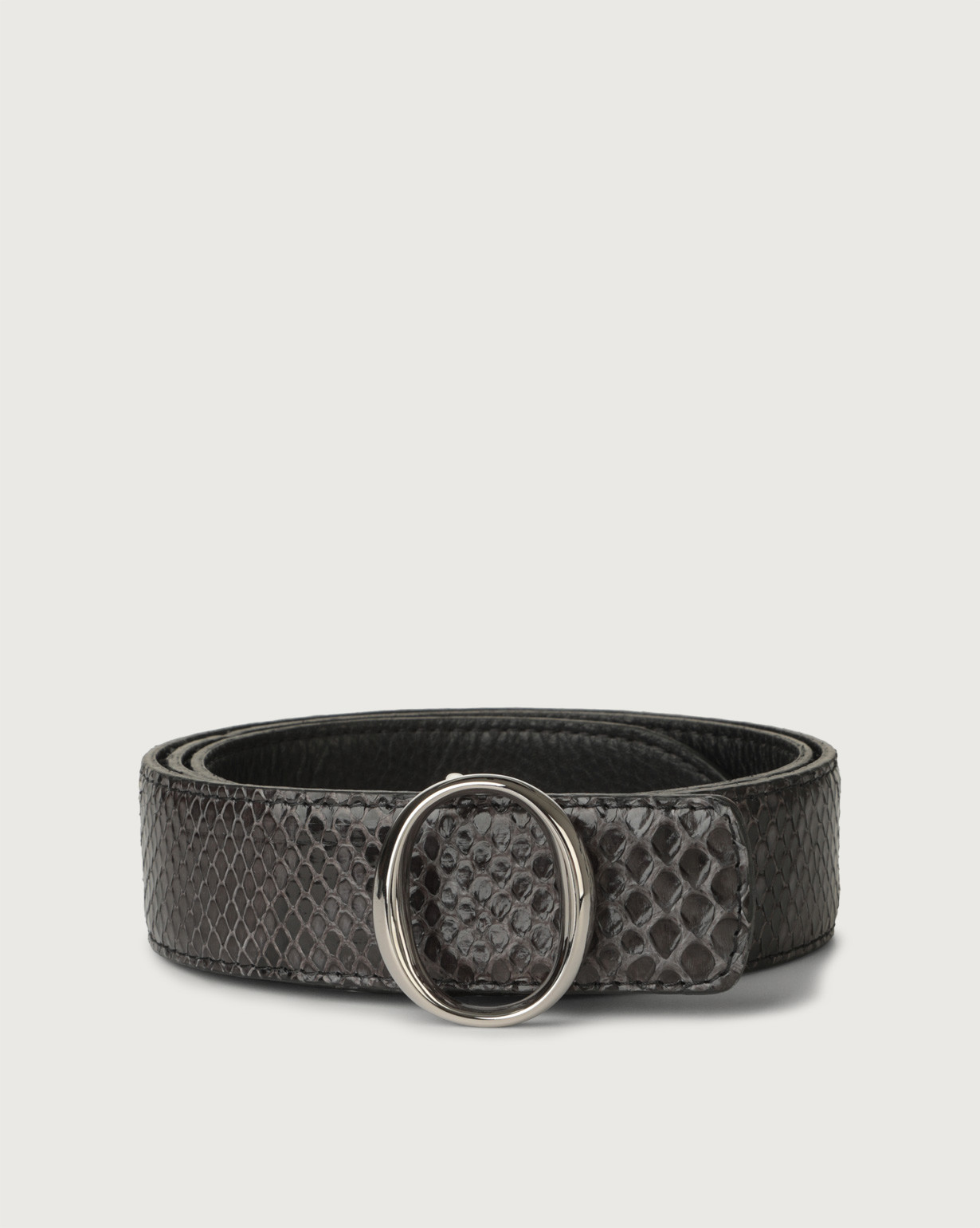ORCIANI | Cintura Diamond in pitone con fibbia monogram ANTRACITE | Shop  online
