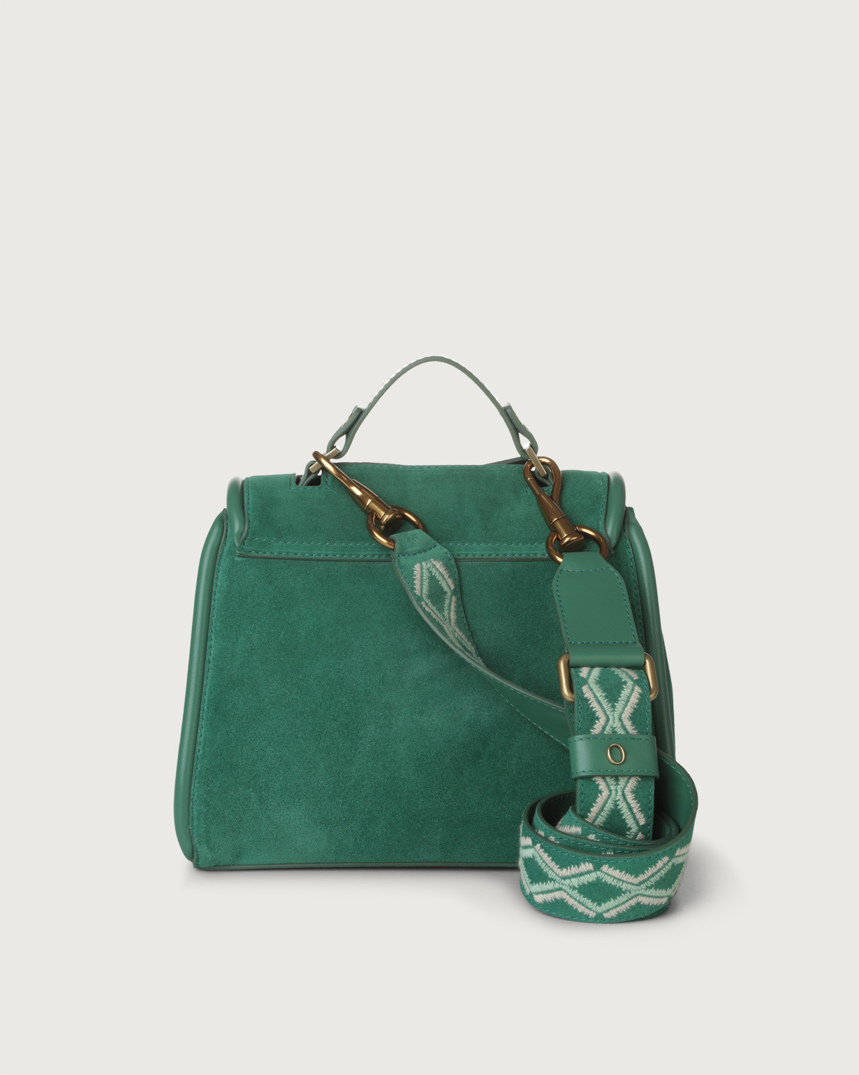Orciani Borsa a mano piccola Sveva Naif Bold in suede con tracolla colore TRIFOGLIO
