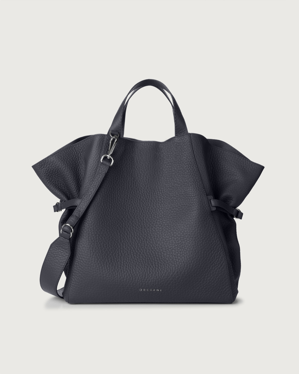 ORCIANI | Borsa a mano media Fan Soft in pelle NAVY | Shop online