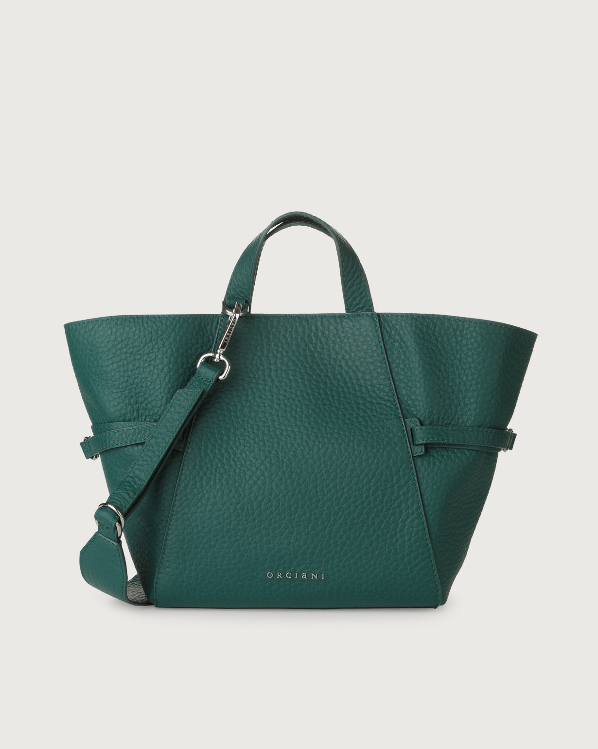 Orciani Borsa a mano piccola Fan Soft in pelle colore BOTTLE