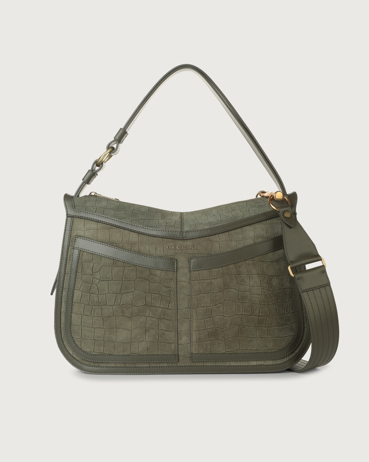 ORCIANI | Borsa a spalla grande Ginger Coco in suede YERBA | Shop online