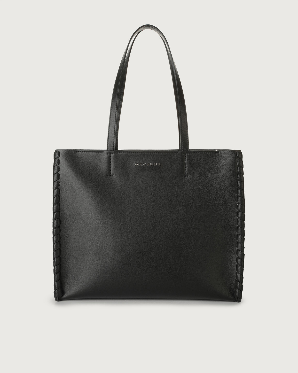 Orciani Shopper Le Sac Big Mesh in pelle colore NERO
