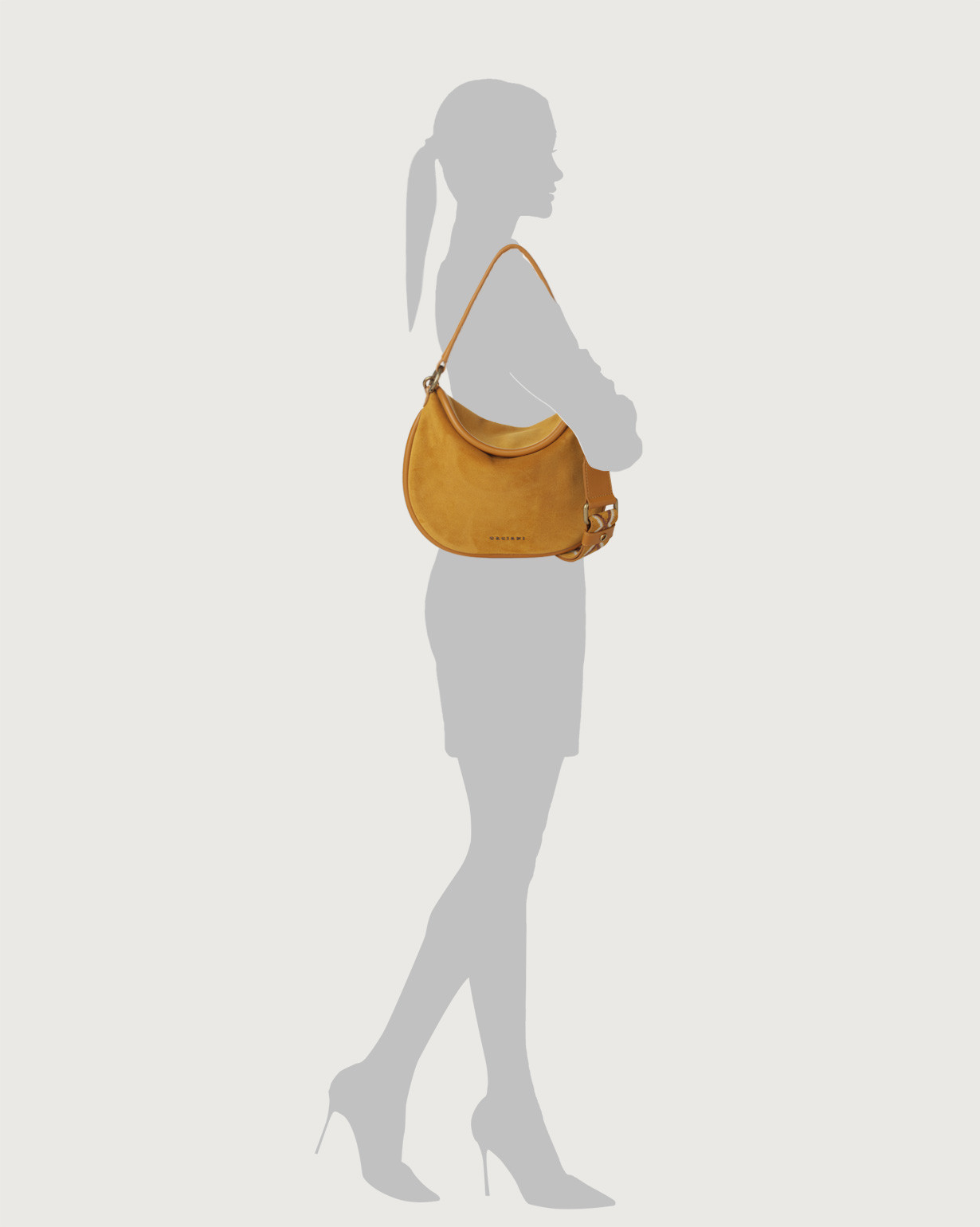 BORSA A MANO Coccinelle Sole in pelle scamosciata borsa a tracolla borsa marrone scuro EUR 256