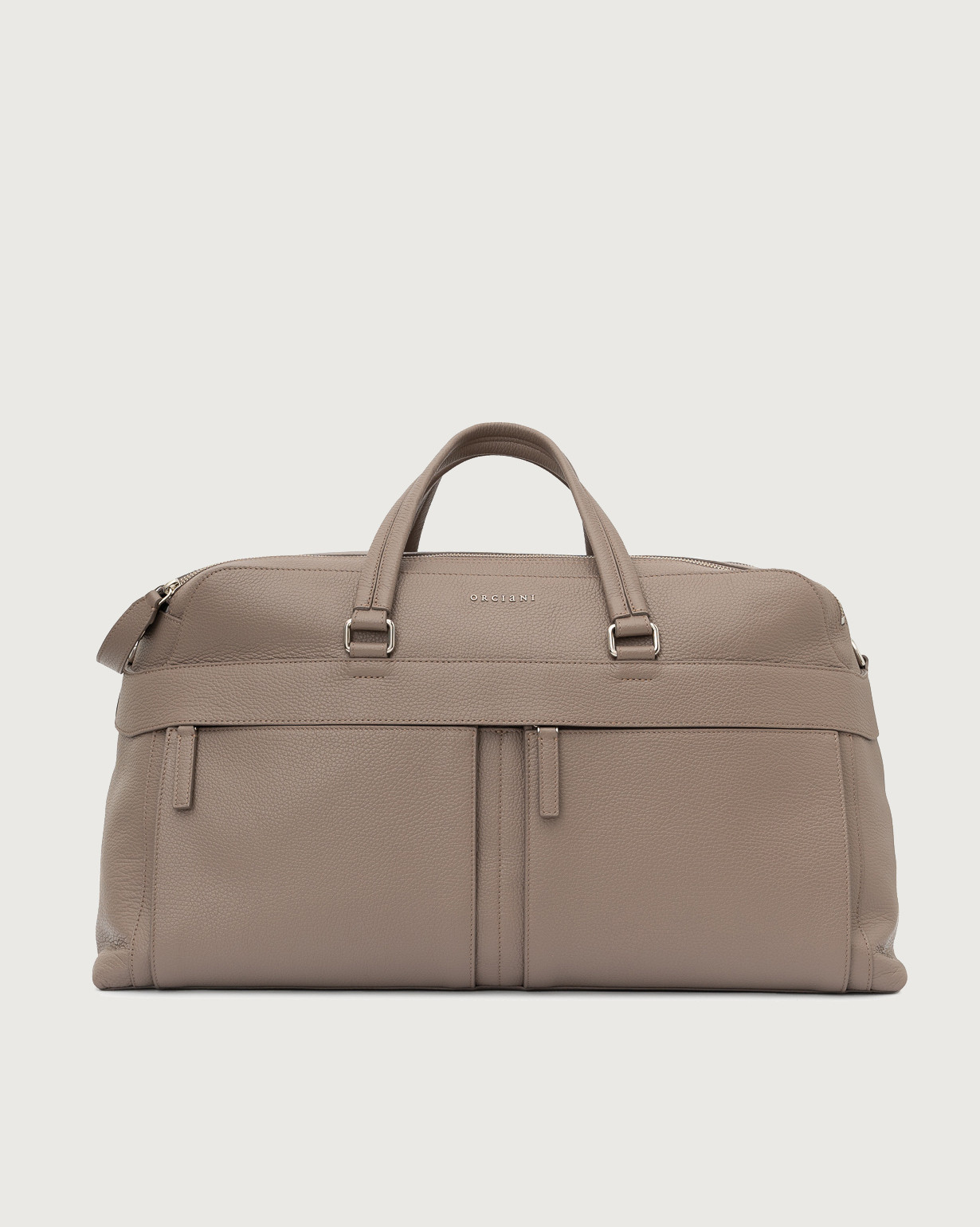 Orciani Borsone Micron in pelle con tracolla, colore TAUPE