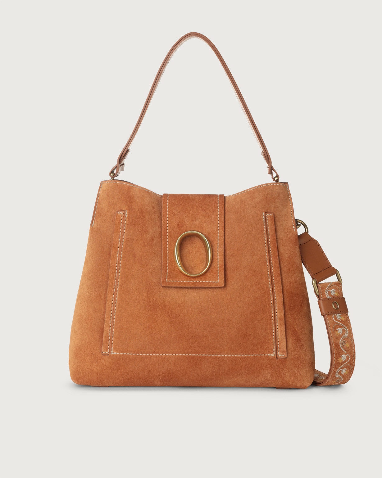 Borsa Sveva Peach Small a mano in suede con tracolla, colore Borsa Sveva Peach Small a mano in suede con tracolla, colore