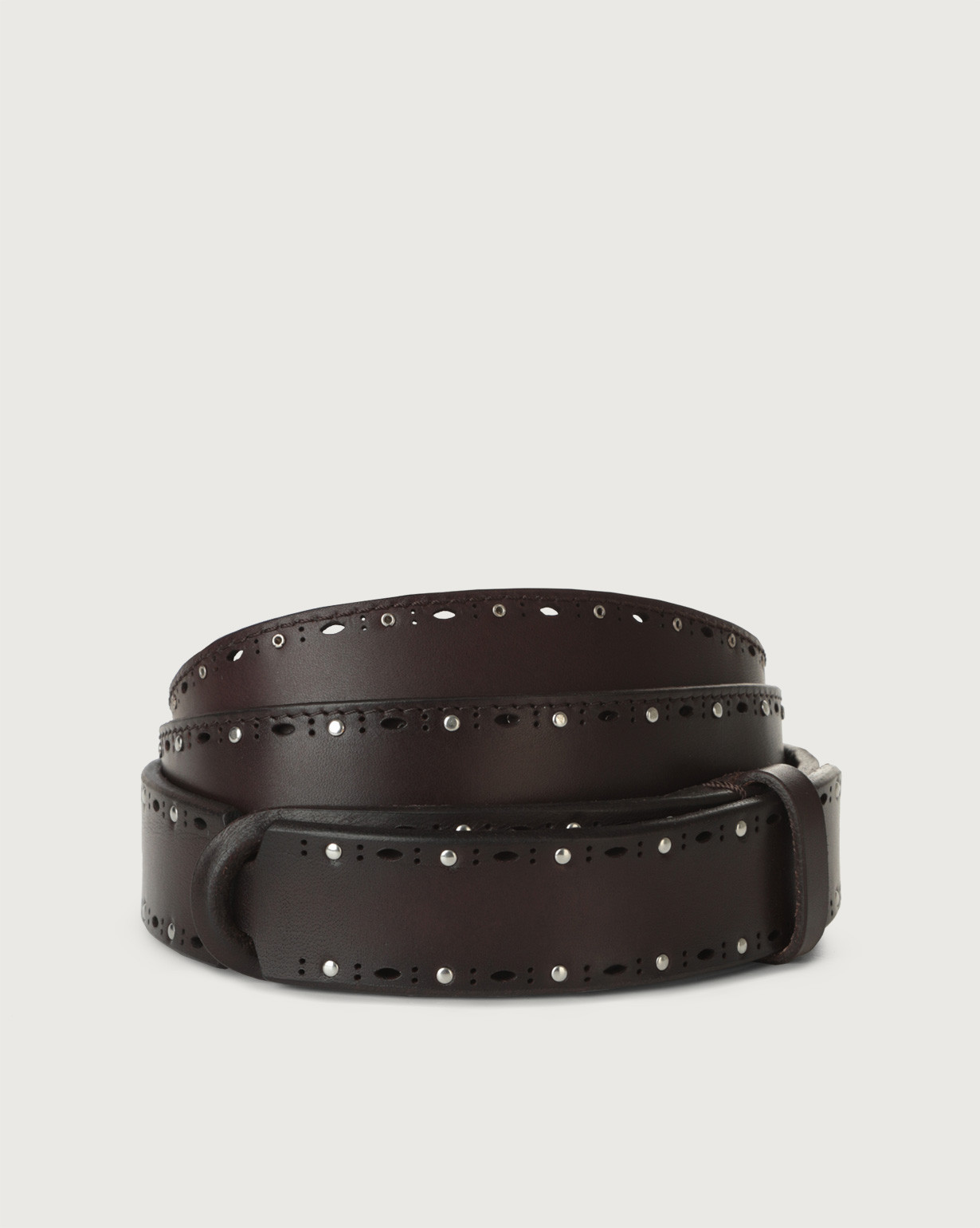 Orciani Cintura Nobuckle Bull Soft in cuoio con micro-borchie