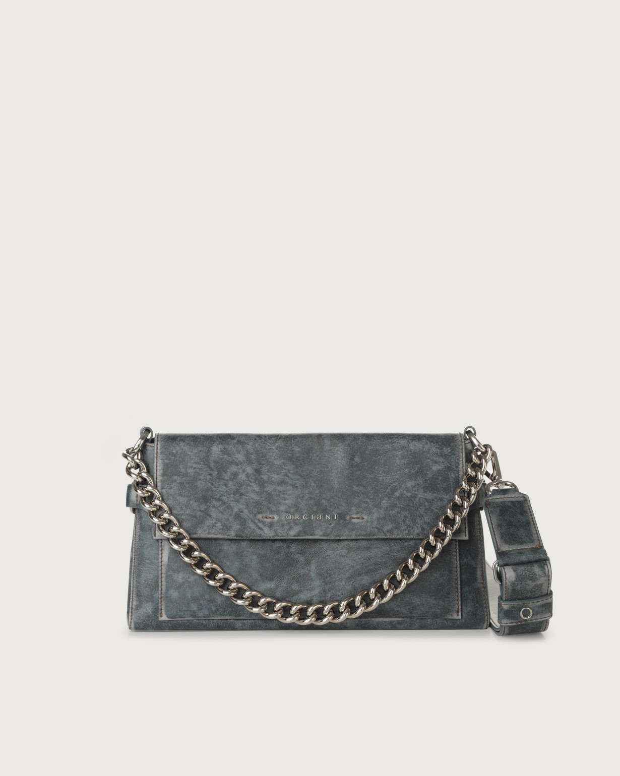 Orciani Borsa a spalla Missy Longuette Delavè in pelle con catena e tracolla
