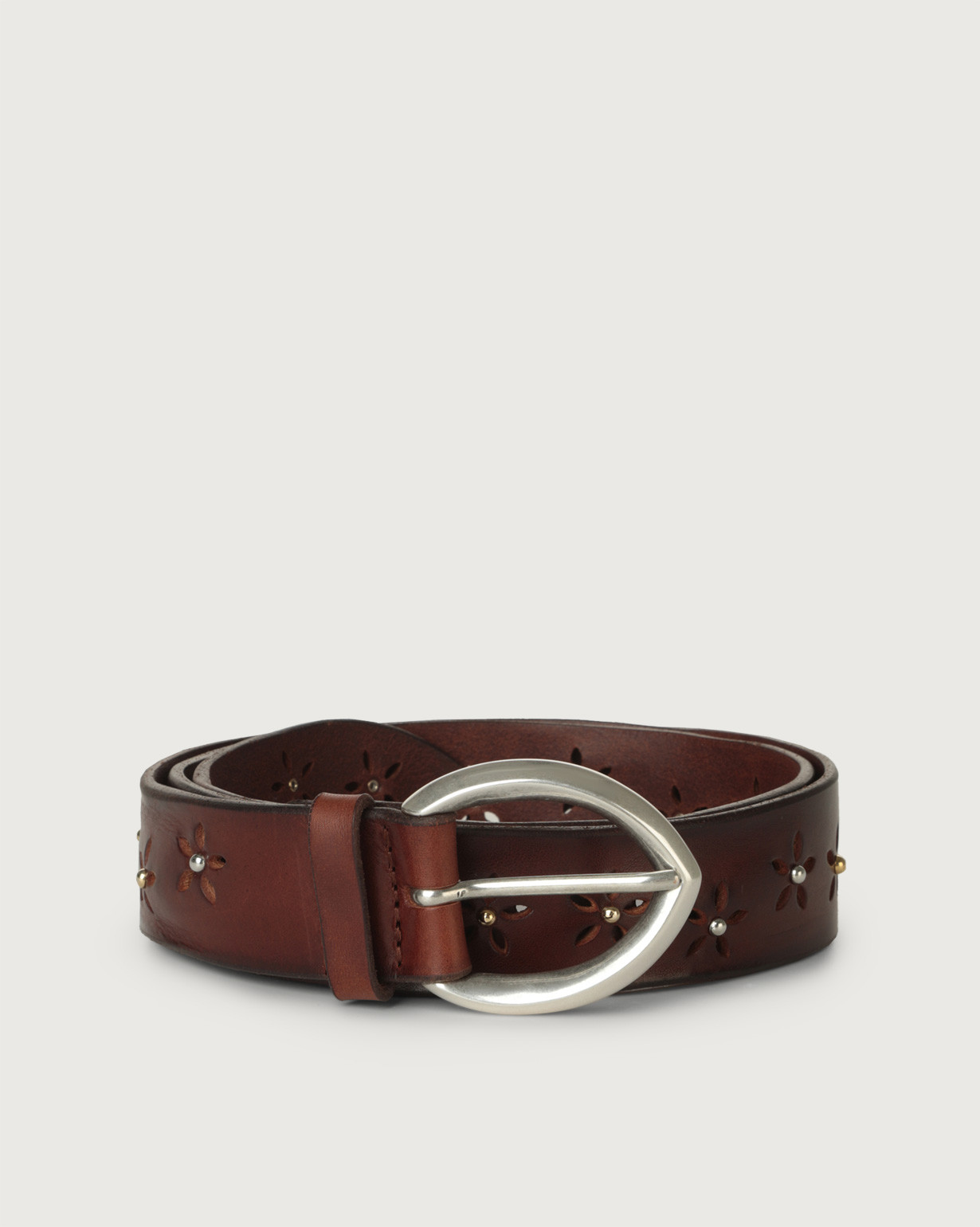 Orciani Cintura Bull Soft A in cuoio con borchie