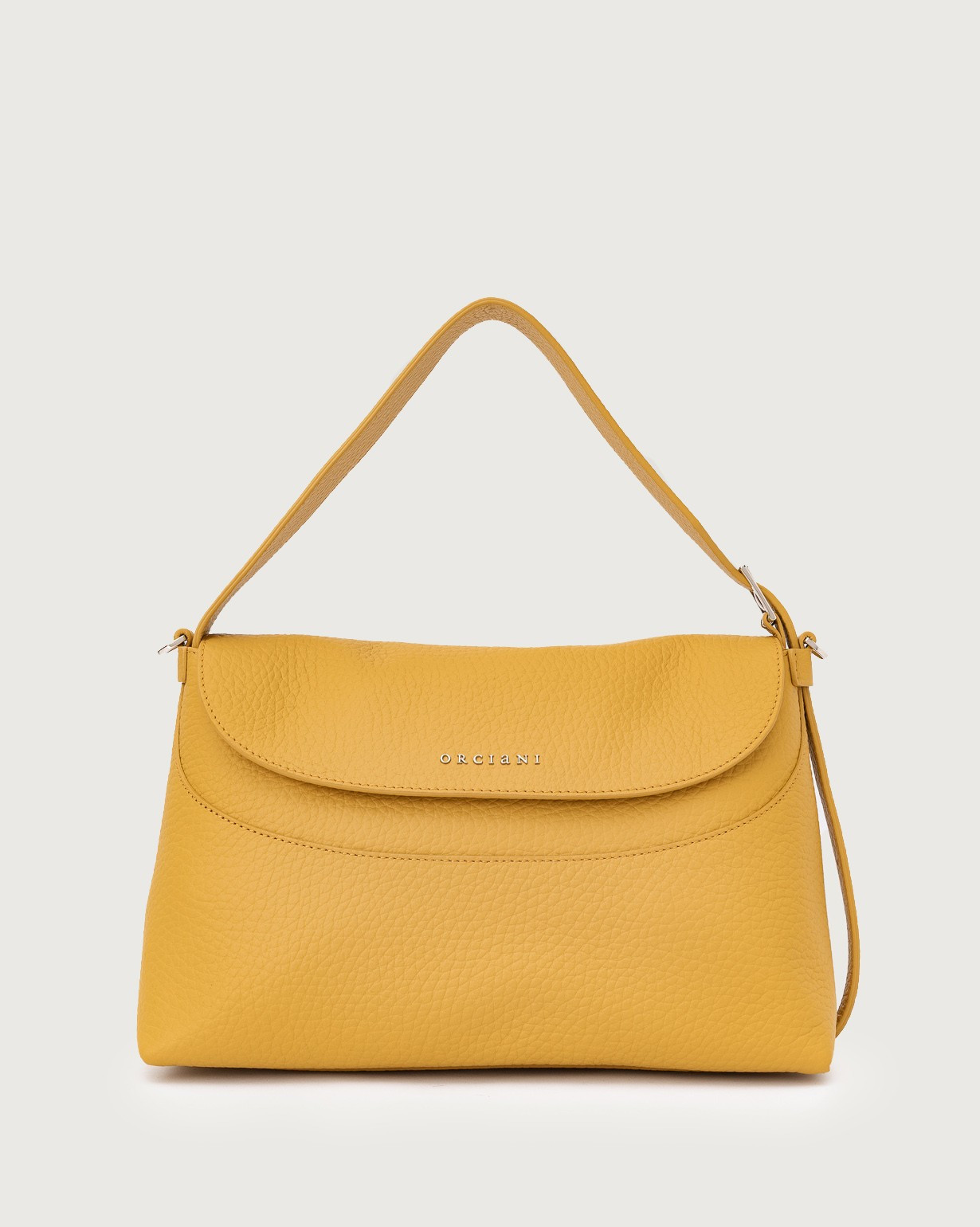 Orciani Borsa a spalla Nana Soft in pelle martellata con tracolla colore GRANO