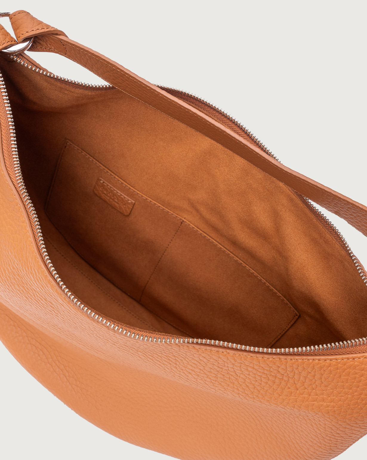 Borsa A Tracolla Hobo A Forma Di Mezzaluna In Nylon - Tracolla Regolabile, Colore Beige, Cerniera, Minimalista E Versatile