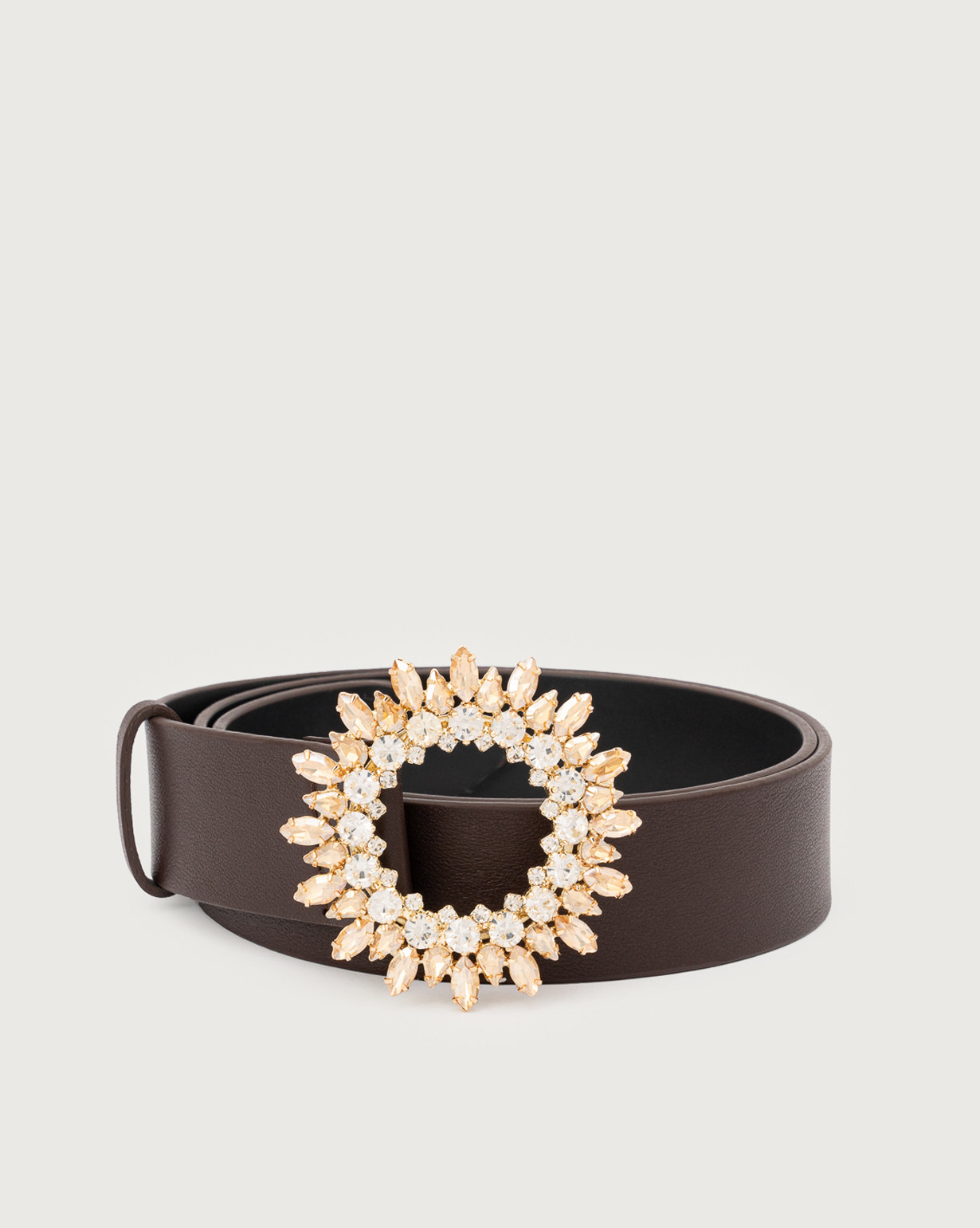 ベルト ORCIANI D10397B NAPPA CIOCCOLATO Belts ORCIANI | Bull leather Nobuckle belt with micro-studs. color