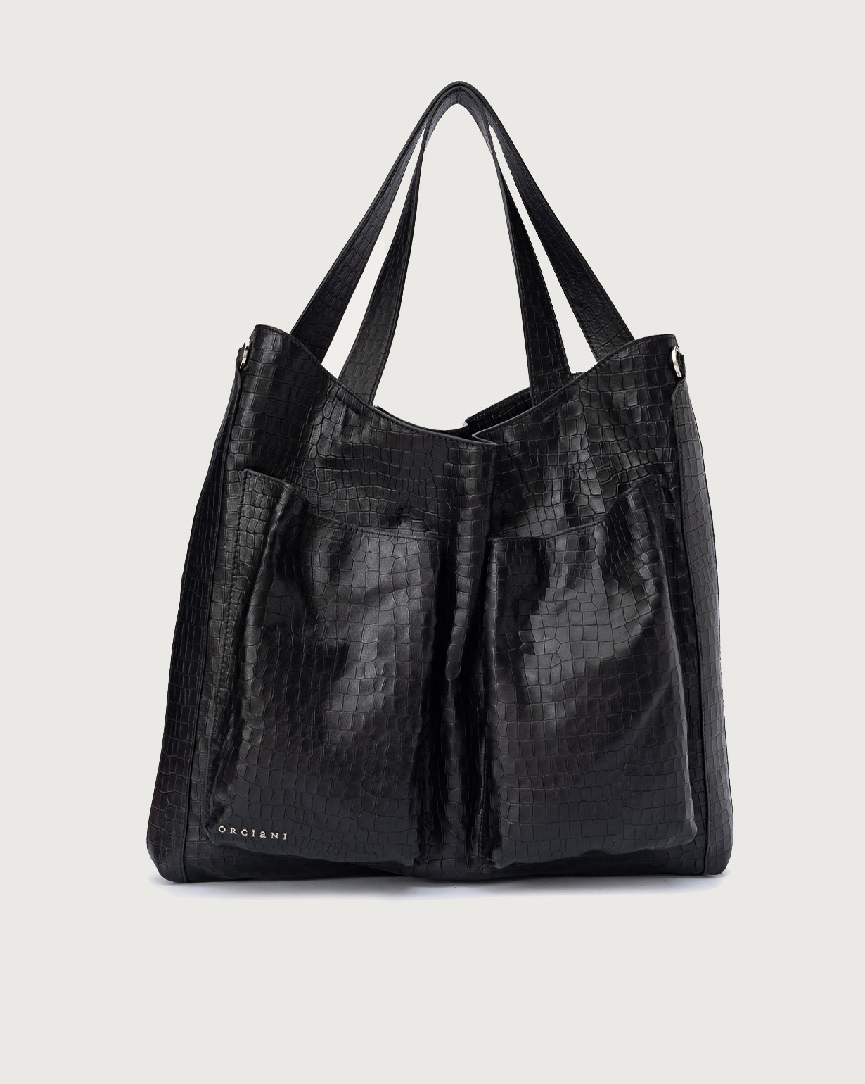 Orciani Borsa a spalla Buys Cocco in nappa stampa cocco colore NERO