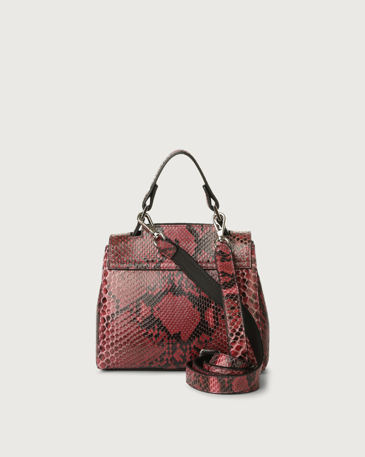 Orciani Borsa a mano mini Sveva Diamond in pitone con tracolla colore ROSA