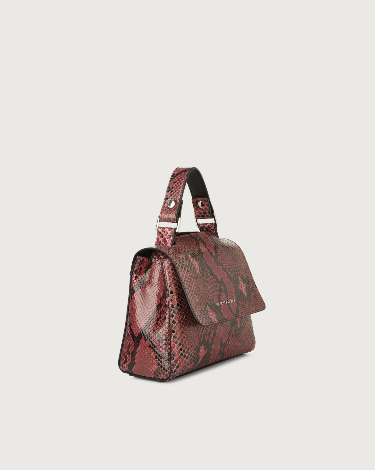 Orciani Borsa a mano mini Sveva Diamond in pitone con tracolla colore ROSA
