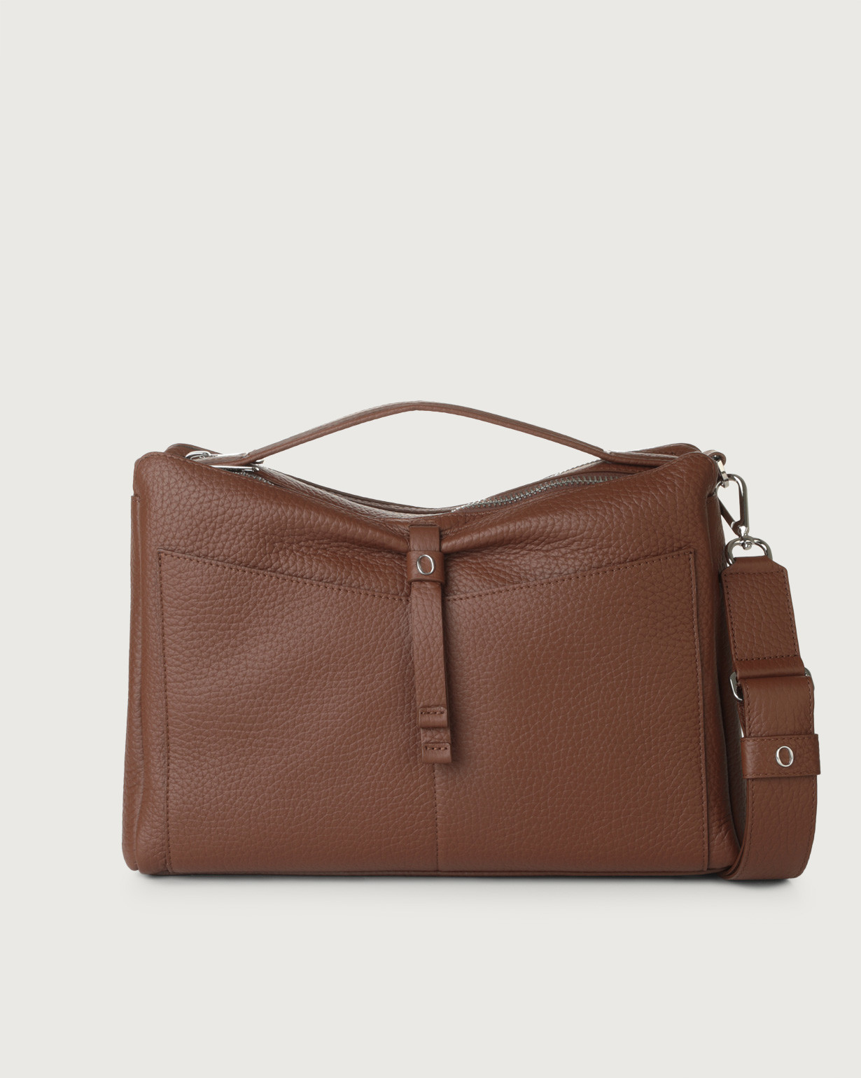 Orciani Borsa Bauletto Boxy Soft in pelle con tracolla colore CARRUBA