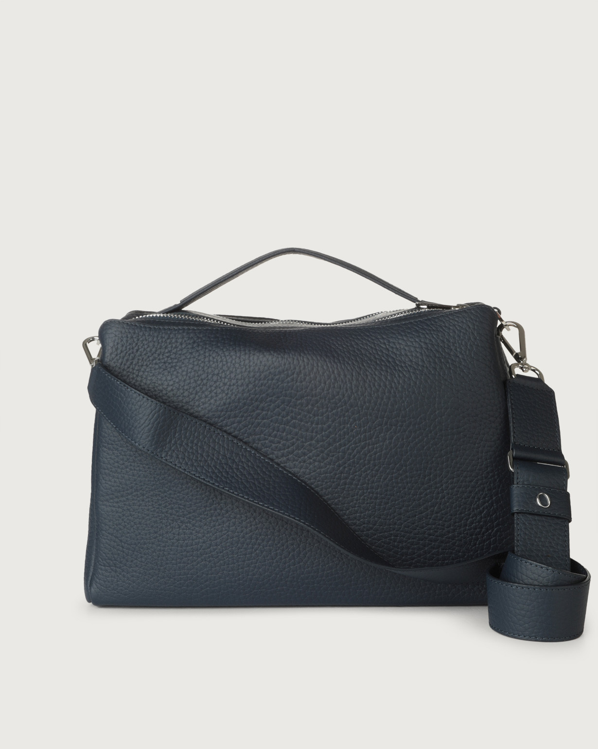 Orciani Borsa Bauletto Boxy Soft in pelle con tracolla, colore NAVY