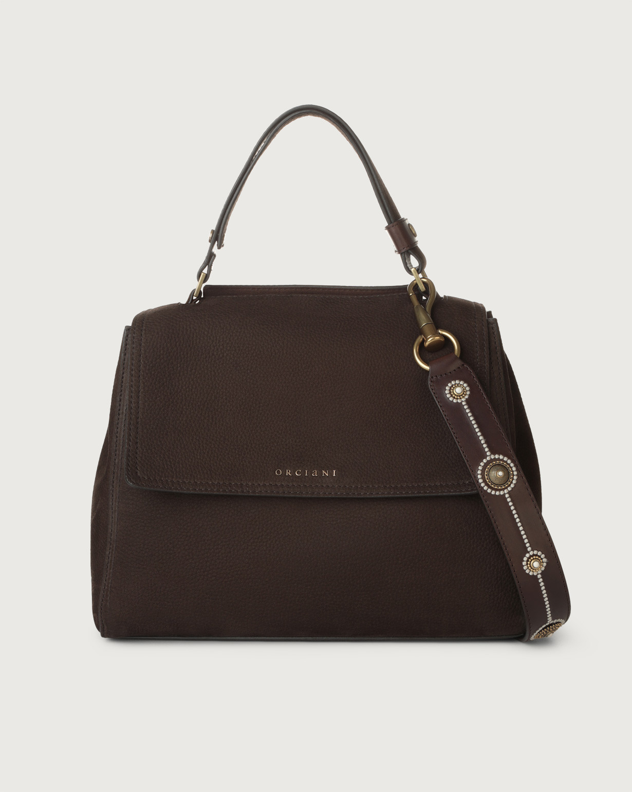Orciani Borsa a spalla media Sveva Nabucco in nubuck colore T.MORO