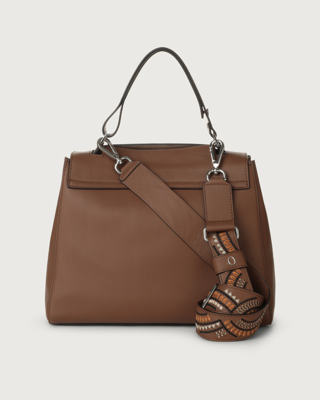 Orciani Borsa Sveva Media Madlen in pelle con tracolla colore CIOCCOLATO