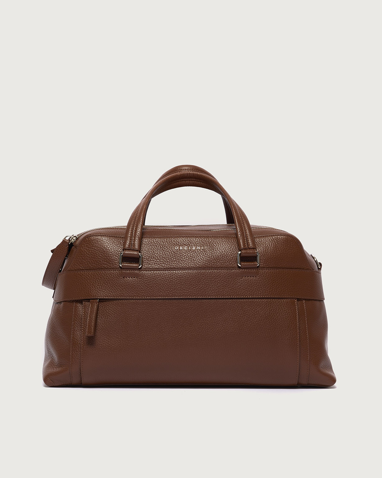 Orciani Borsone midi Micron in pelle, colore SIGARO