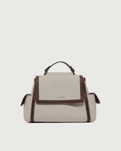 Borsa Sveva Savana Small a mano in canvas e pelle con tracolla