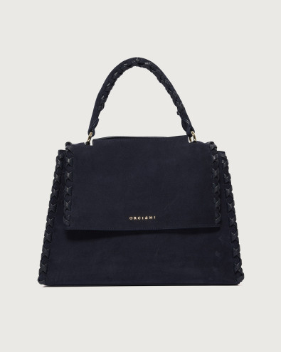 Borsa Sveva Peach Cross Midi a spalla in suede con tracolla