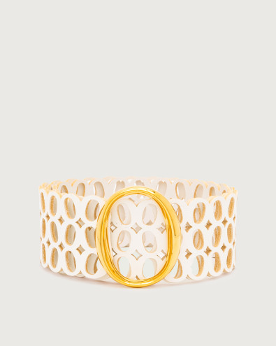 Cintura alta monogram Bull Soft C in pelle 5,5 cm