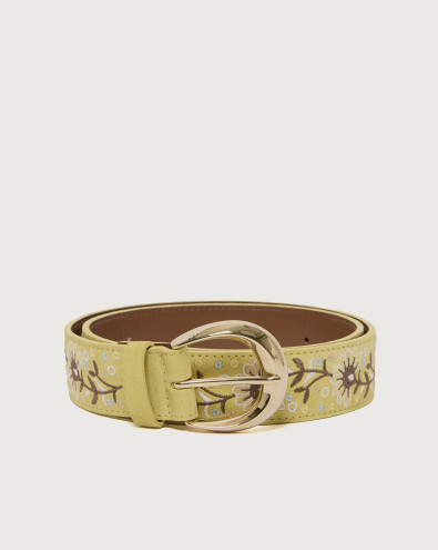 Cintura Basic Round Peach Flower in suede 3,5 cm