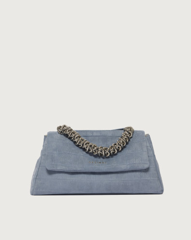 Borsa Sveva Longuette Twilight a spalla in nabuk stampa cocco