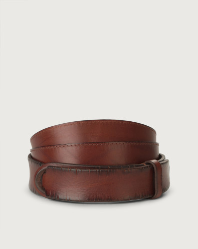Cintura Nobuckle Bull Soft in cuoio inciso