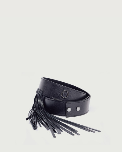 Cintura Gotham Double in pelle 4 cm