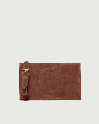 Pochette Her-O Peach in suede con polsiera