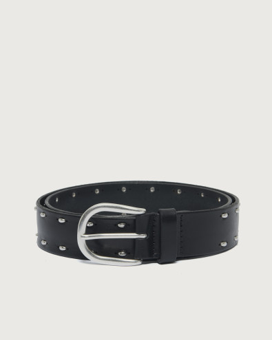 Cintura Bull Soft in cuoio con borchie 3,5 cm
