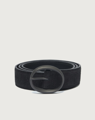 Cintura Cocco Nabuk monogram in pelle nabuk 3,5 cm