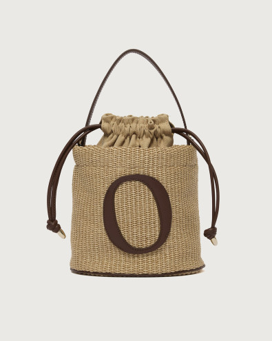 Secchiello Zanzibar a mano in tessuto e pelle