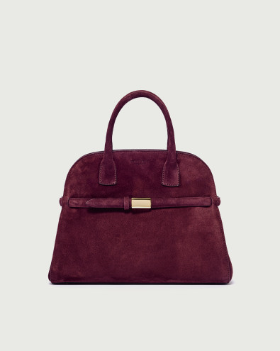 Borsa Aura Peach Midi a mano in suede con tracolla