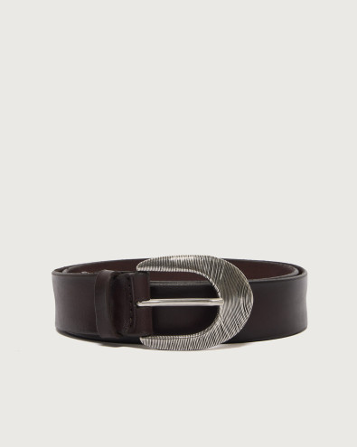 Cintura Micro Lines Bull Soft in cuoio 3,5 cm