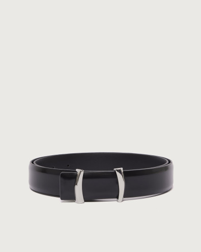 Cintura classica Iconic Brackets Calf in pelle 3,5 cm